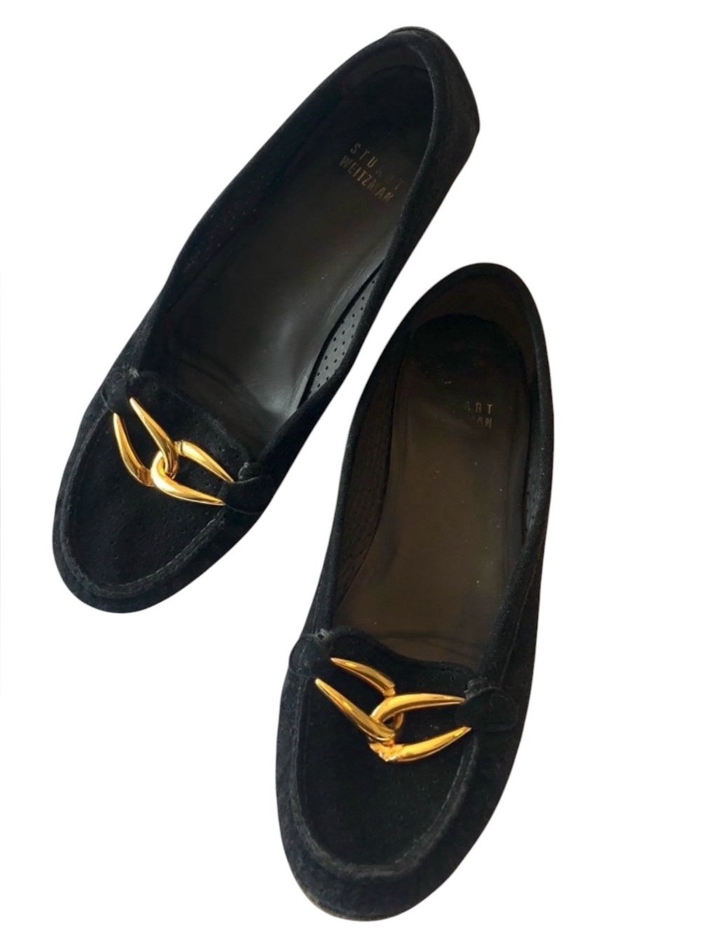 Stuart Weitzman Black Suede Moccasin Loafers Flats Dark Academia Preppy Casual